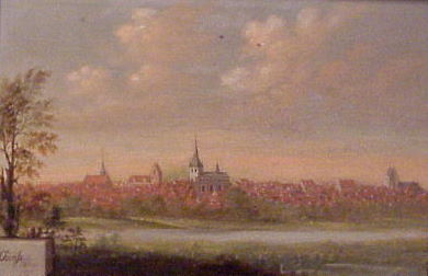 Usigneret. Odense fra syd ca. 1747