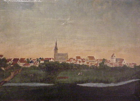 Usigneret. Odense fra syd ca. 1750