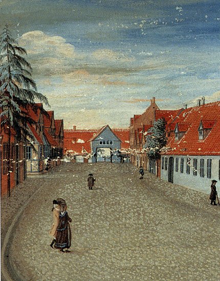 Maleri af byporten i Sorø omkring 1770 af ukendt kunstner 